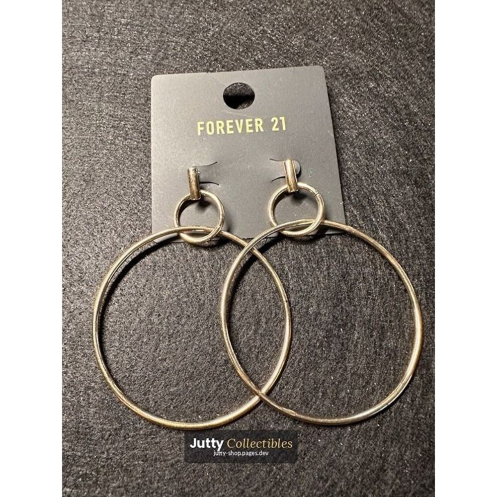 forever 21 gold tone interlocking double hoop earrings nwt